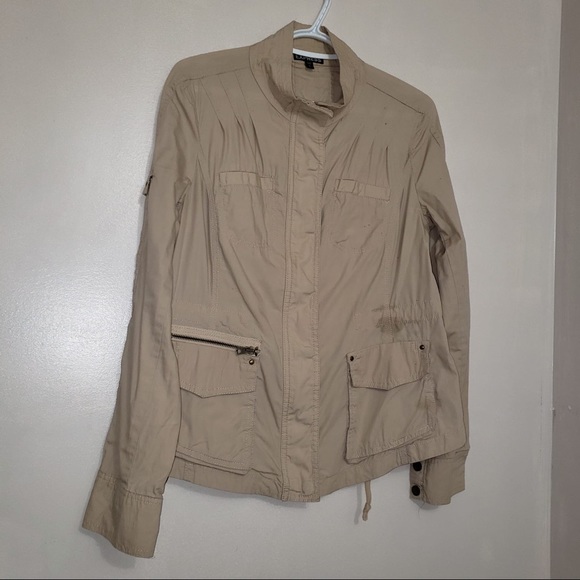 Express Casual Beige Tan Zip Up Utility Jacket - Picture 12 of 12